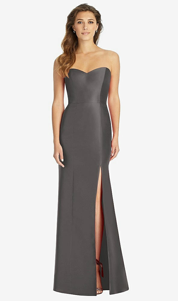 Front View - Caviar Gray Full-length Strapless Sweetheart Neckline Dress