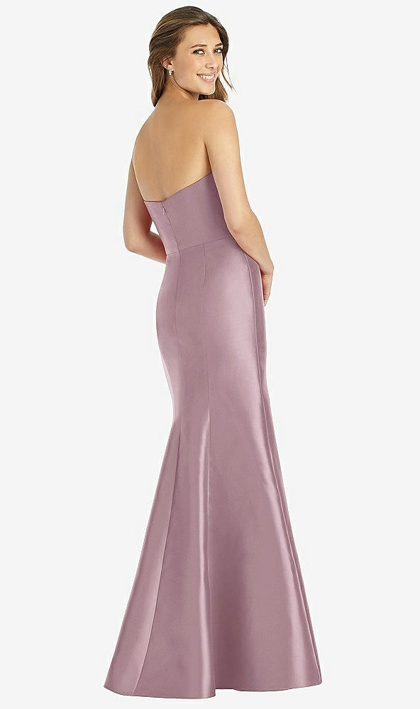 Back View - Dusty Rose Full-length Strapless Sweetheart Neckline Dress