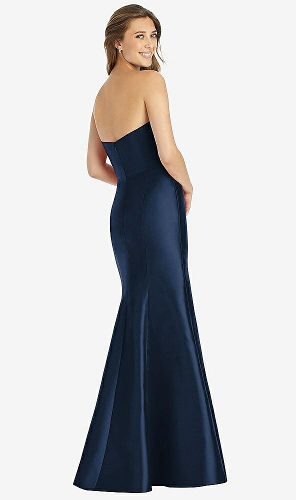 Back View - Midnight Navy Full-length Strapless Sweetheart Neckline Dress