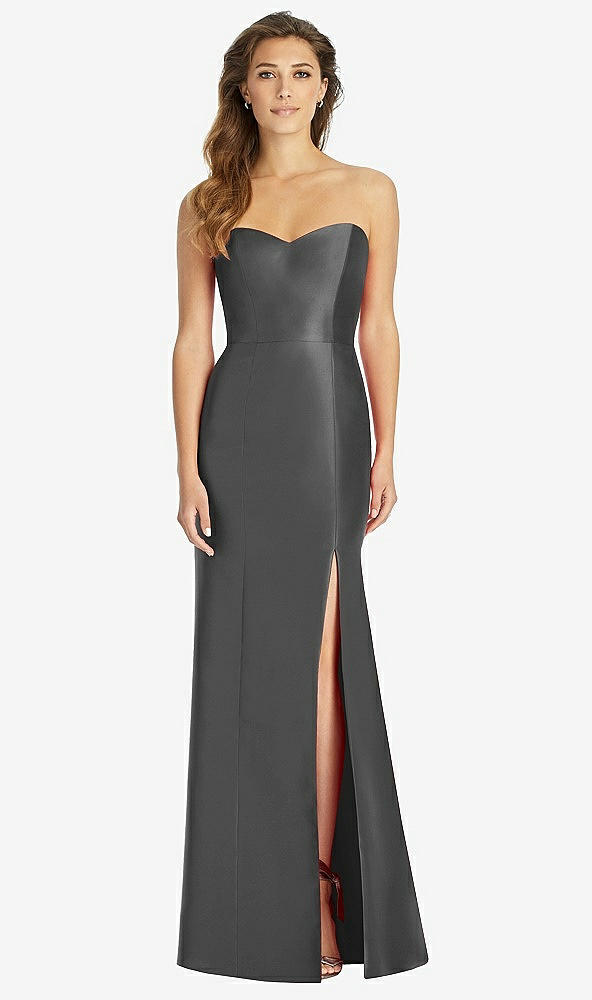 Front View - Pewter Full-length Strapless Sweetheart Neckline Dress