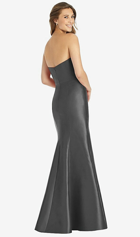 Back View - Pewter Full-length Strapless Sweetheart Neckline Dress