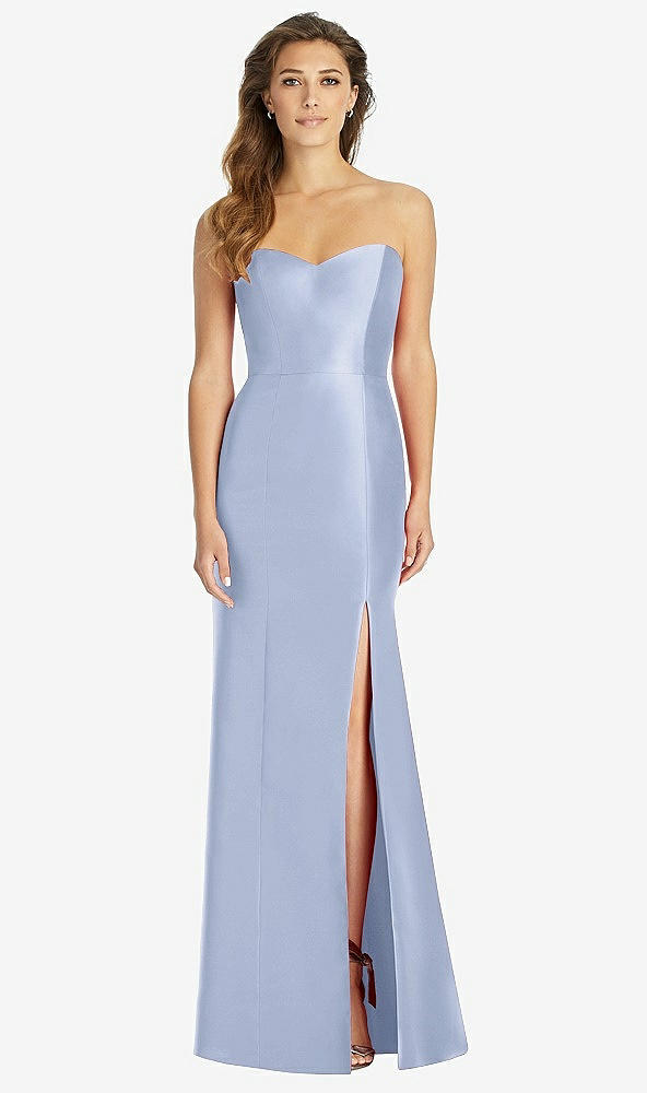 Front View - Sky Blue Full-length Strapless Sweetheart Neckline Dress