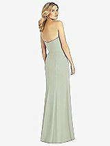 Rear View Thumbnail - Celadon Strapless Chiffon Trumpet Gown with Front Slit