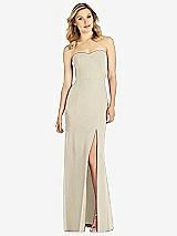 Front View Thumbnail - Champagne Strapless Chiffon Trumpet Gown with Front Slit