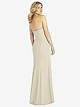 Rear View Thumbnail - Champagne Strapless Chiffon Trumpet Gown with Front Slit