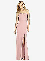 Front View Thumbnail - Rose - PANTONE Rose Quartz Strapless Chiffon Trumpet Gown with Front Slit