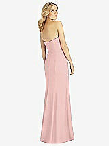 Rear View Thumbnail - Rose - PANTONE Rose Quartz Strapless Chiffon Trumpet Gown with Front Slit