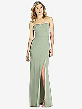 Front View Thumbnail - Sage Strapless Chiffon Trumpet Gown with Front Slit