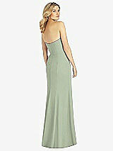 Rear View Thumbnail - Sage Strapless Chiffon Trumpet Gown with Front Slit