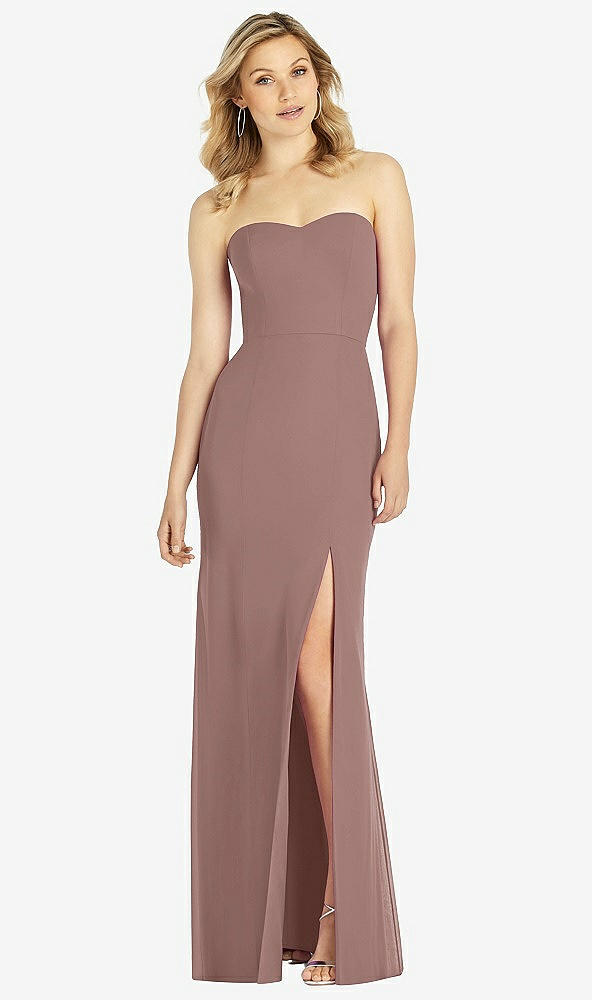 Front View - Sienna Strapless Chiffon Trumpet Gown with Front Slit