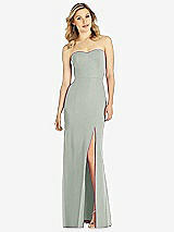 Front View Thumbnail - Willow Green Strapless Chiffon Trumpet Gown with Front Slit