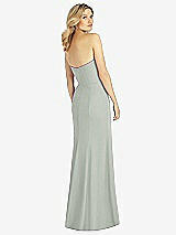 Rear View Thumbnail - Willow Green Strapless Chiffon Trumpet Gown with Front Slit