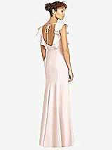 Rear View Thumbnail - Blush Ruffle Cap Sleeve Open-back Trumpet Gown