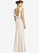 Rear View Thumbnail - Oat Ruffle Cap Sleeve Open-back Trumpet Gown