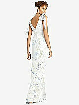 Rear View Thumbnail - Bleu Garden Bow-Shoulder Sleeveless Deep V-Back Mermaid Dress