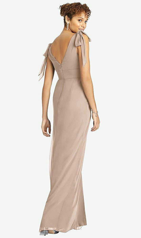 Back View - Topaz Bow-Shoulder Sleeveless Deep V-Back Mermaid Dress