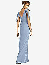 Rear View Thumbnail - Cloudy Bow-Shoulder Sleeveless Deep V-Back Mermaid Dress