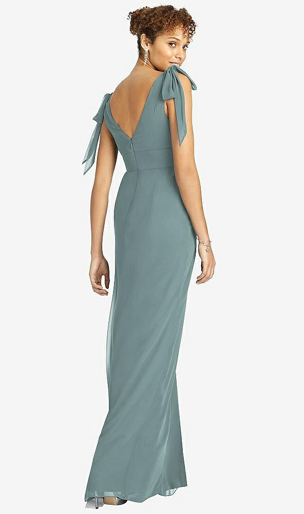 Back View - Icelandic Bow-Shoulder Sleeveless Deep V-Back Mermaid Dress