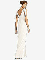 Rear View Thumbnail - Ivory Bow-Shoulder Sleeveless Deep V-Back Mermaid Dress