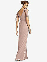 Rear View Thumbnail - Neu Nude Bow-Shoulder Sleeveless Deep V-Back Mermaid Dress