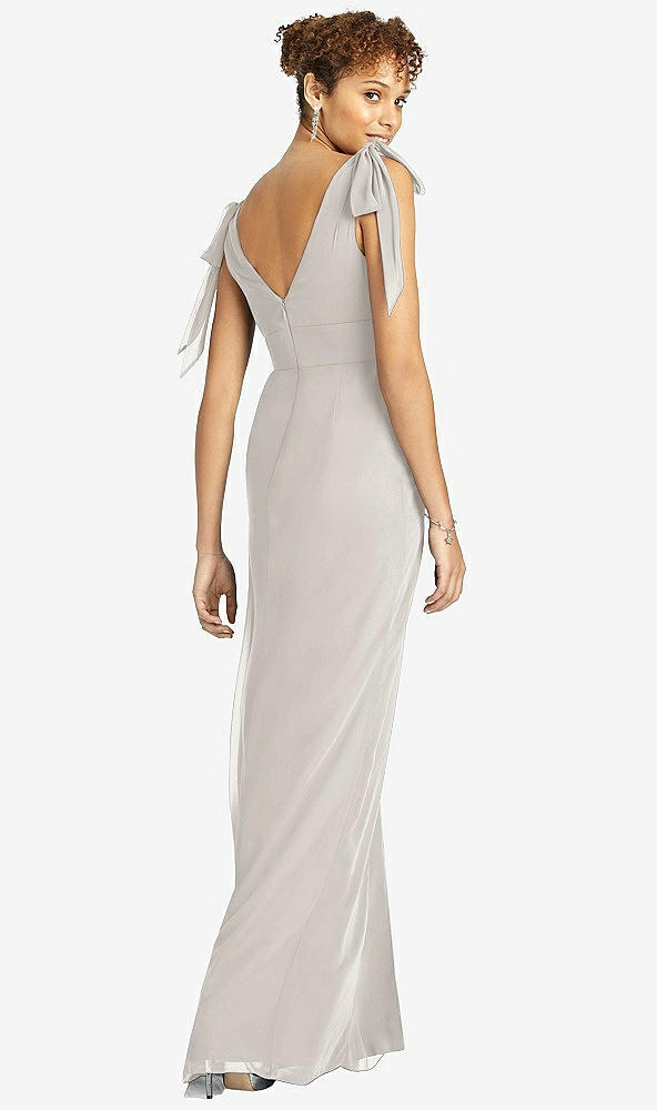 Back View - Oyster Bow-Shoulder Sleeveless Deep V-Back Mermaid Dress