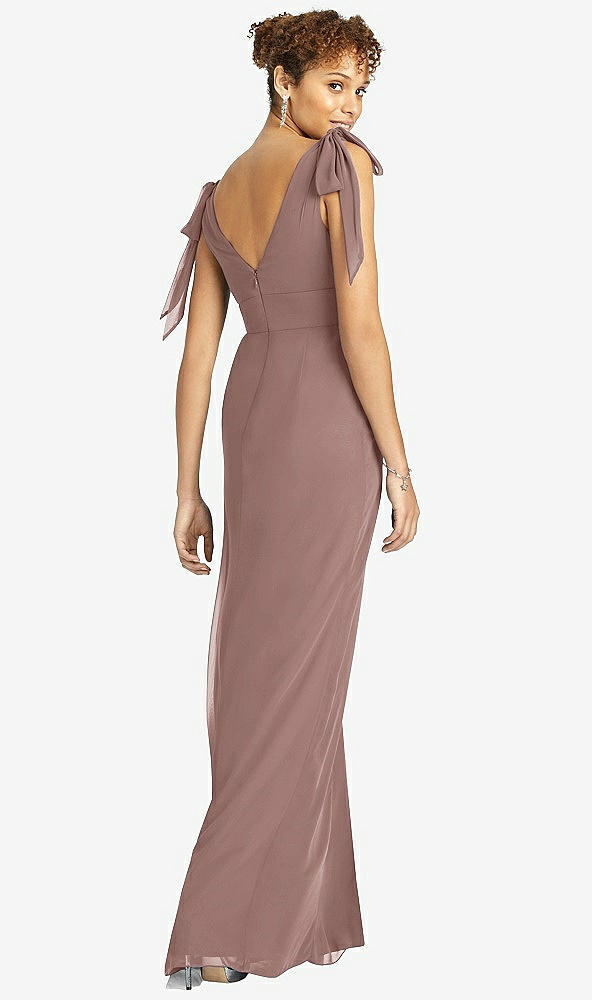 Back View - Sienna Bow-Shoulder Sleeveless Deep V-Back Mermaid Dress