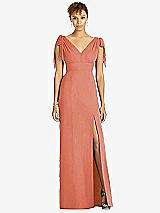 Front View Thumbnail - Terracotta Copper Bow-Shoulder Sleeveless Deep V-Back Mermaid Dress