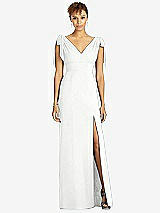 Front View Thumbnail - White Bow-Shoulder Sleeveless Deep V-Back Mermaid Dress