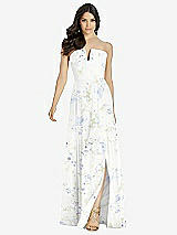 Front View Thumbnail - Bleu Garden Strapless Notch Chiffon Maxi Dress