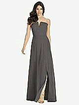 Front View Thumbnail - Caviar Gray Strapless Notch Chiffon Maxi Dress