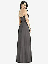 Rear View Thumbnail - Caviar Gray Strapless Notch Chiffon Maxi Dress