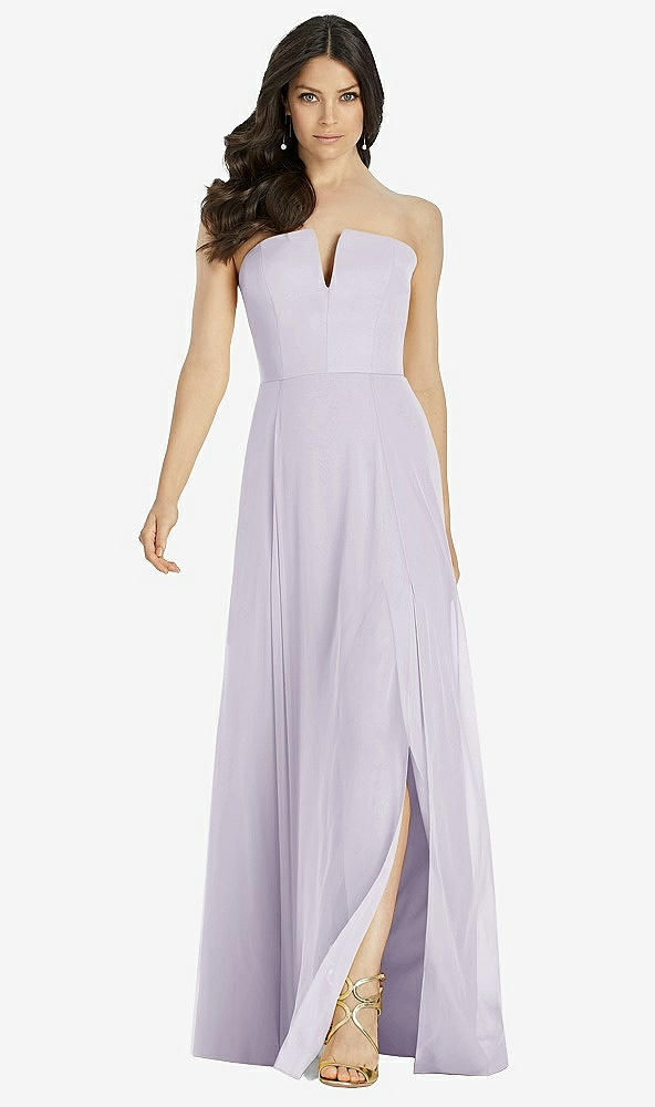 Front View - Moondance Strapless Notch Chiffon Maxi Dress