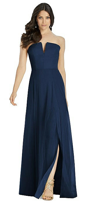 Strapless Notch Chiffon Maxi Dress