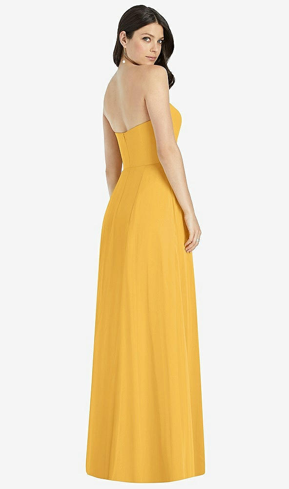 Back View - NYC Yellow Strapless Notch Chiffon Maxi Dress