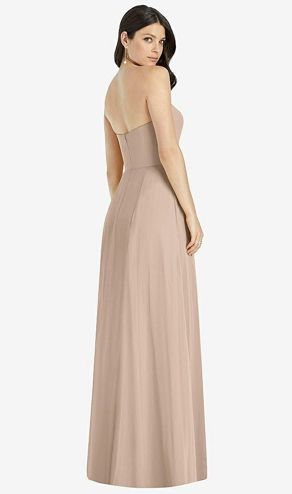 Back View - Topaz Strapless Notch Chiffon Maxi Dress