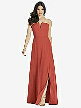 Front View Thumbnail - Amber Sunset Strapless Notch Chiffon Maxi Dress