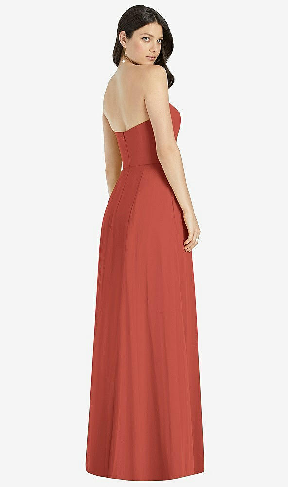 Back View - Amber Sunset Strapless Notch Chiffon Maxi Dress