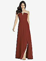 Front View Thumbnail - Auburn Moon Strapless Notch Chiffon Maxi Dress