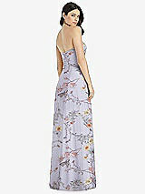 Rear View Thumbnail - Butterfly Botanica Silver Dove Strapless Notch Chiffon Maxi Dress