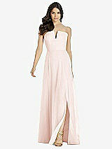 Front View Thumbnail - Blush Strapless Notch Chiffon Maxi Dress