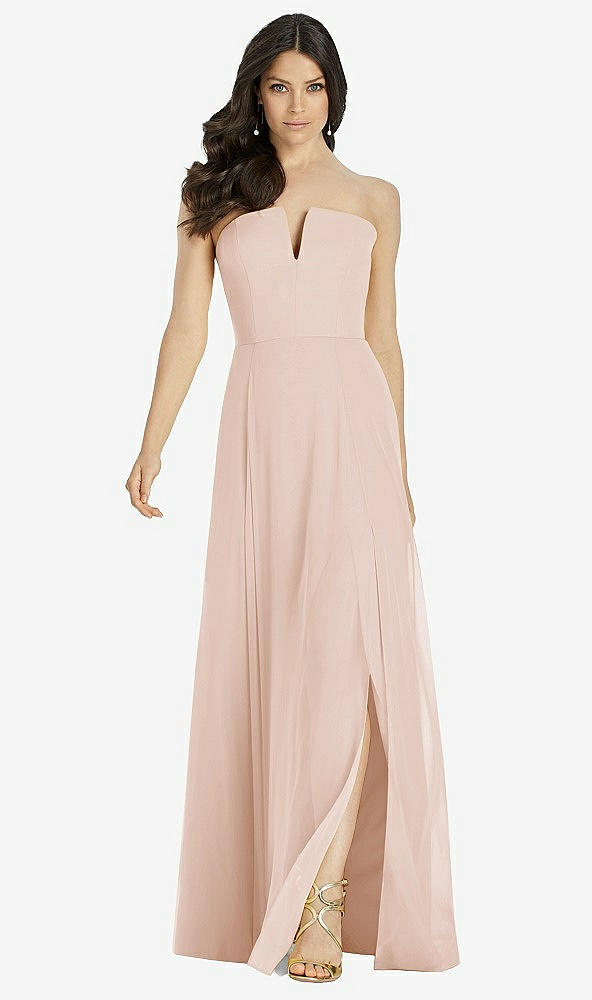 Front View - Cameo Strapless Notch Chiffon Maxi Dress