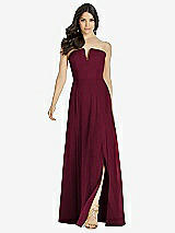 Front View Thumbnail - Cabernet Strapless Notch Chiffon Maxi Dress