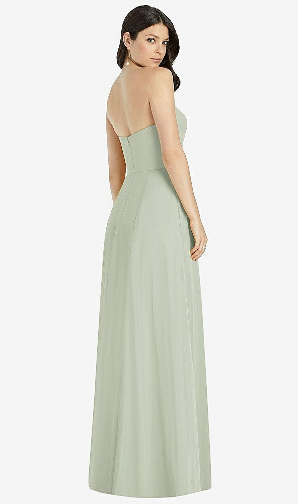 Back View - Celadon Strapless Notch Chiffon Maxi Dress