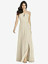 Front View Thumbnail - Champagne Strapless Notch Chiffon Maxi Dress