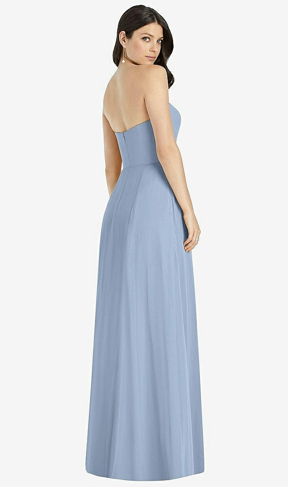 Back View - Cloudy Strapless Notch Chiffon Maxi Dress