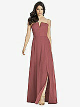 Front View Thumbnail - English Rose Strapless Notch Chiffon Maxi Dress