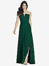 Front View Thumbnail - Hunter Green Strapless Notch Chiffon Maxi Dress