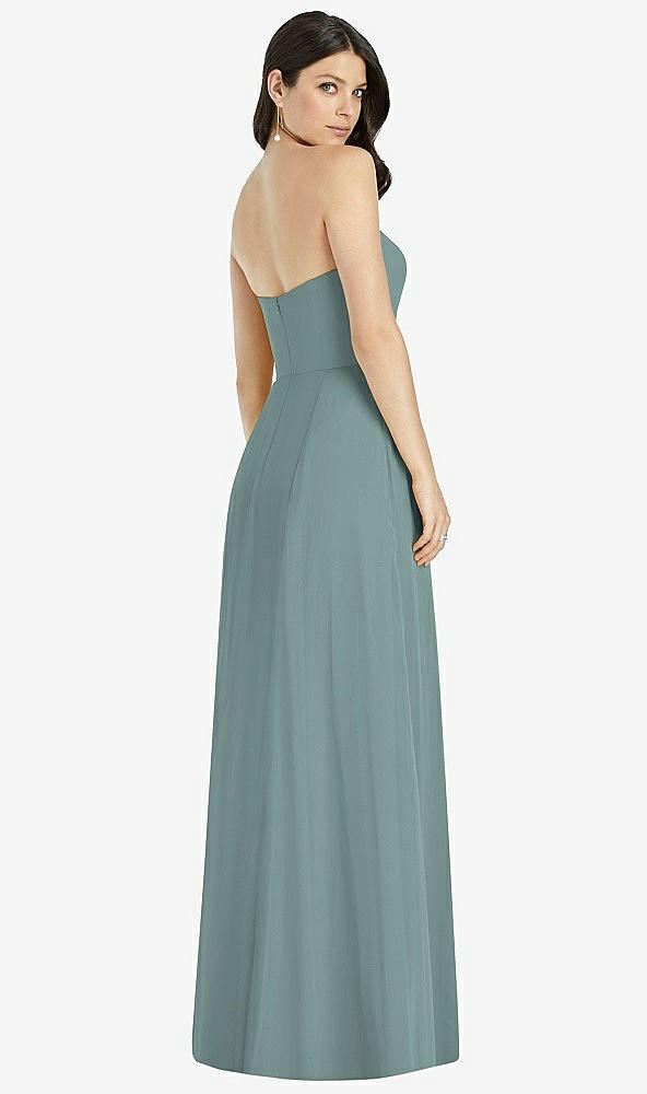 Back View - Icelandic Strapless Notch Chiffon Maxi Dress