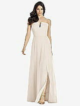 Front View Thumbnail - Oat Strapless Notch Chiffon Maxi Dress