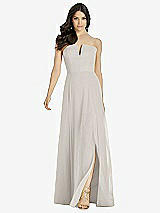 Front View Thumbnail - Oyster Strapless Notch Chiffon Maxi Dress